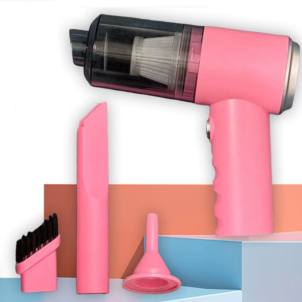🧹 Mini Aspiradora Portátil 3 en 1 con Carga USB – Alta Potencia de Succión + Boquillas de Soplado Incluidas | Color Negro