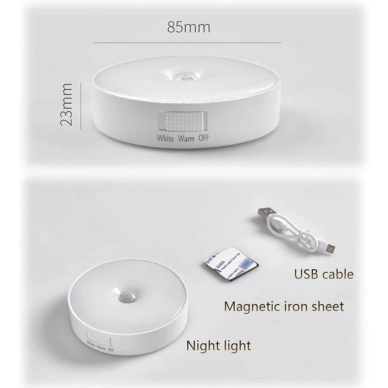 ✨ Lámpara LED Nocturna con Sensor de Movimiento y Base Magnética – Recargable por USB ✨