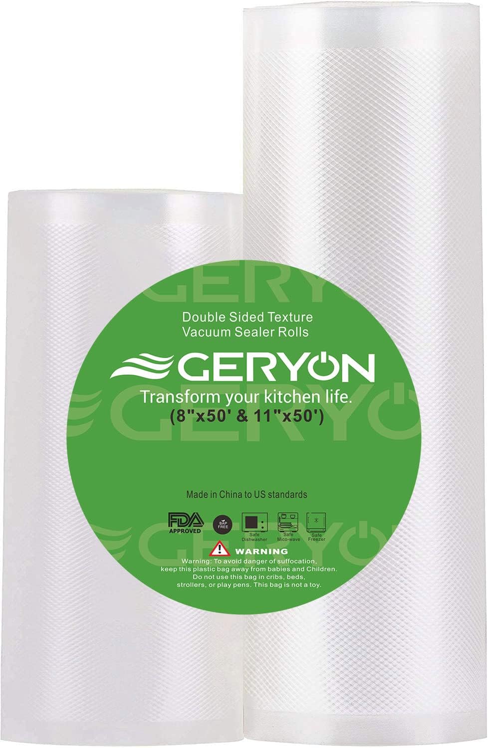 Vacuum Sealer Rolls, 2 Packs 8" X 50' Food Vacuum Sealer Bags Rolls Work with All Brand Food Sealer Machine