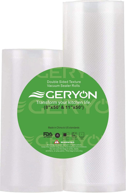 Vacuum Sealer Rolls, 2 Packs 8" X 50' Food Vacuum Sealer Bags Rolls Work with All Brand Food Sealer Machine