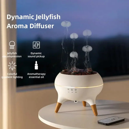 🌊 Humidificador de Aire Dinámico con Medusas – Difusor de Aceites Esenciales 250 ml con Control Remoto y Luz Nocturna de 7 Colores