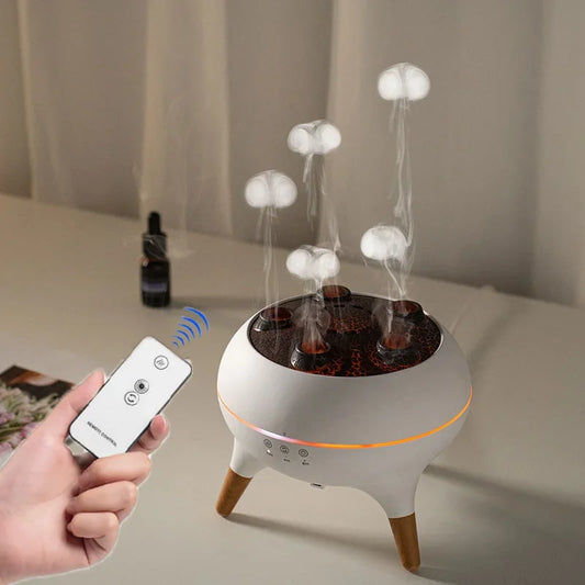 🌊 Humidificador de Aire Dinámico con Medusas – Difusor de Aceites Esenciales 250 ml con Control Remoto y Luz Nocturna de 7 Colores