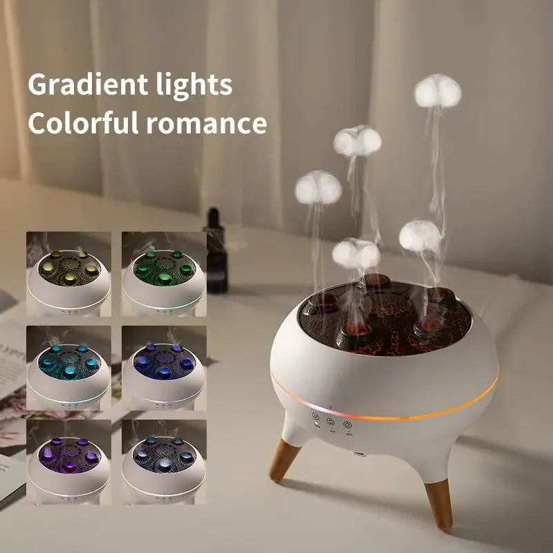 🌊 Humidificador de Aire Dinámico con Medusas – Difusor de Aceites Esenciales 250 ml con Control Remoto y Luz Nocturna de 7 Colores